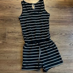 Black and White Striped Romper